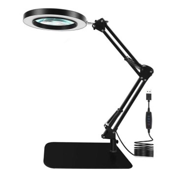 LED Dimbar bordslampa med ett förstoringsglas LED/11W/5V 3000-6000K svart