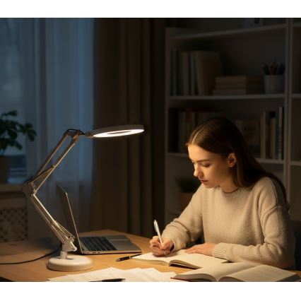 LED dimbar bordslampa med lupp 2 i 1 AURIQ LOUPE LED/10W/5V 3000/4000/6500K vit