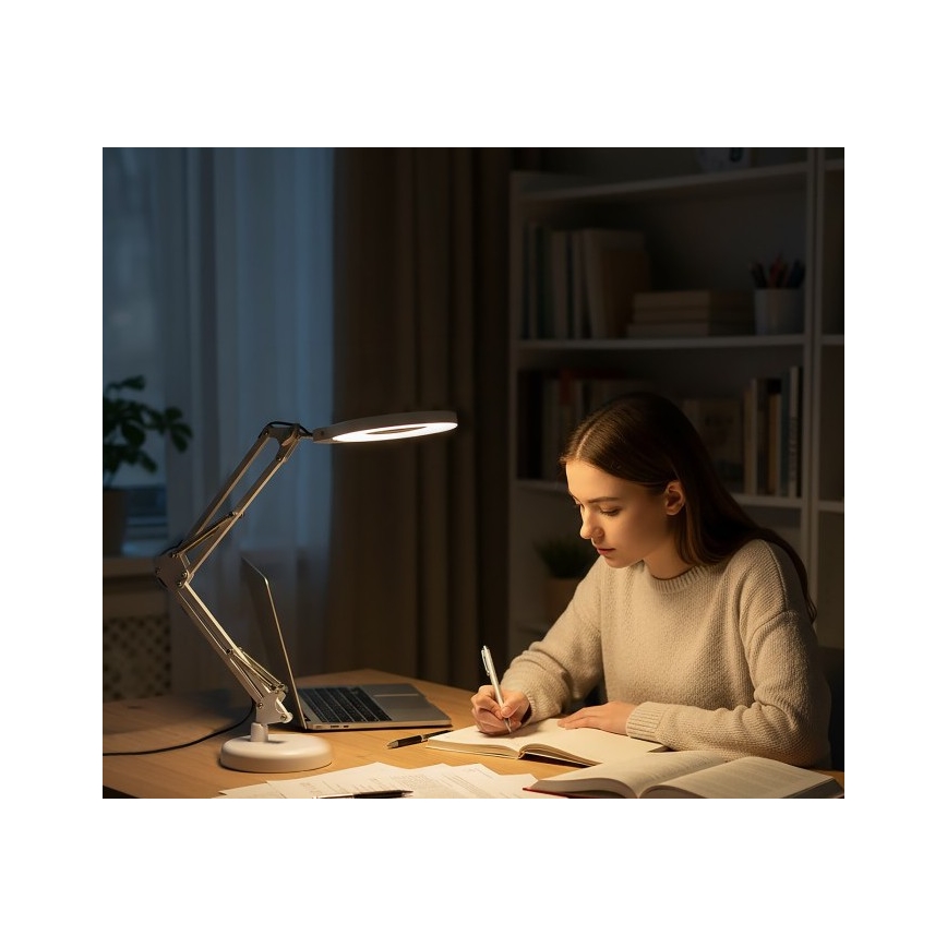LED dimbar bordslampa med lupp 2 i 1 AURIQ LOUPE LED/10W/5V 3000/4000/6500K vit