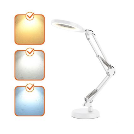 LED dimbar bordslampa med lupp 2 i 1 AURIQ LOUPE LED/10W/5V 3000/4000/6500K vit