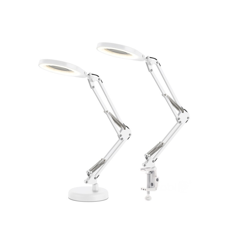 LED dimbar bordslampa med lupp 2 i 1 AURIQ LOUPE LED/10W/5V 3000/4000/6500K vit