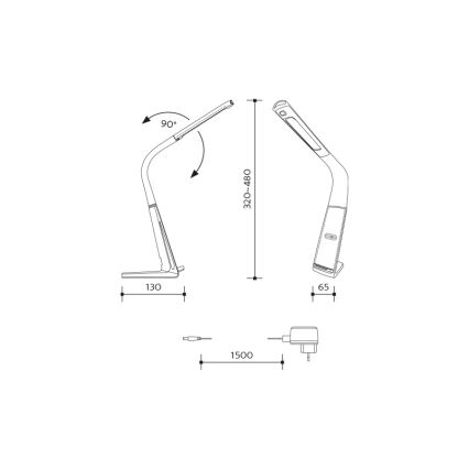 LED Dimbar bordslampa med trådlös laddning och sensor LORD EVO LED/8W/230V 3000K/4500K/6000K vit