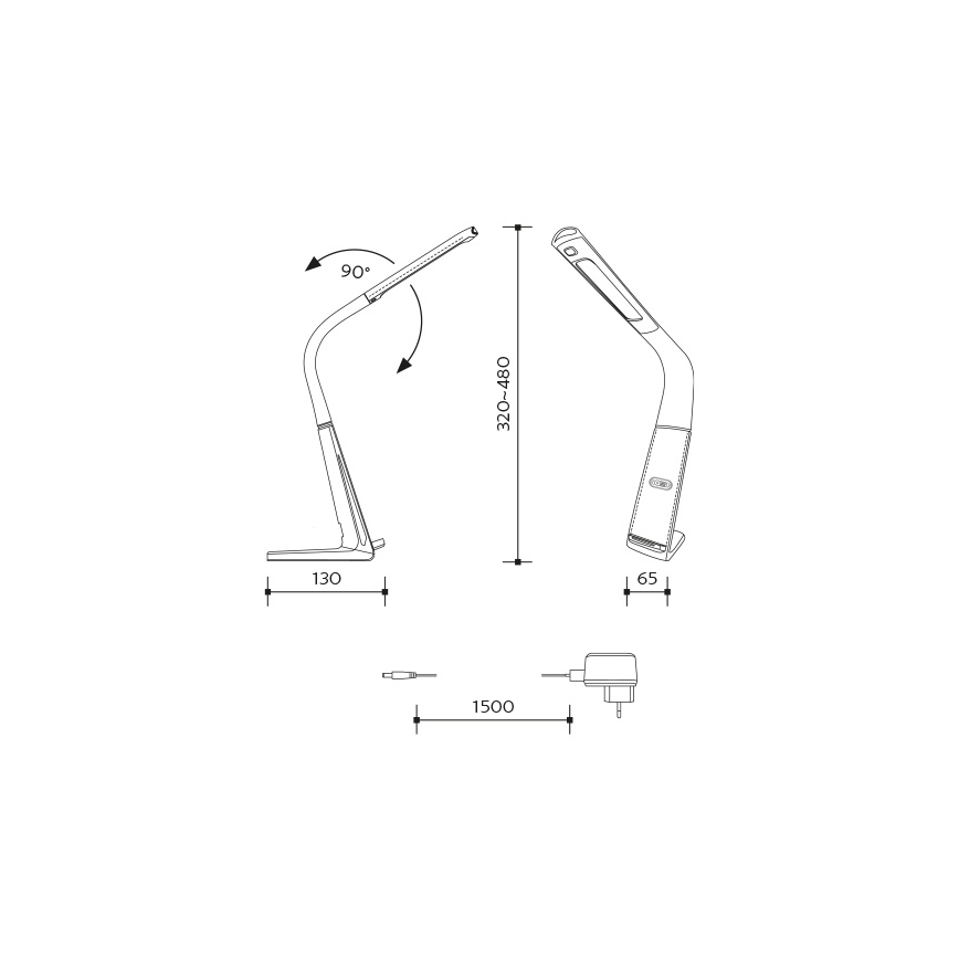 LED Dimbar bordslampa med trådlös laddning och sensor LORD EVO LED/8W/230V 3000K/4500K/6000K vit