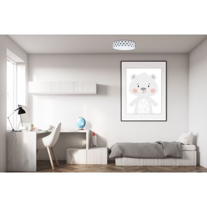 LED Dimbart barnrumstaklampa SMART GALAXY KIDS LED/24W/230V 3000-6500K prickar vit/svart + fjärrkontroll