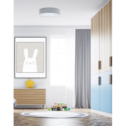 LED Dimbart barntaklampa SMART GALAXY KIDS LED/24W/230V 3000-6500K stjärnmönster grå/vit + fjärrkontroll