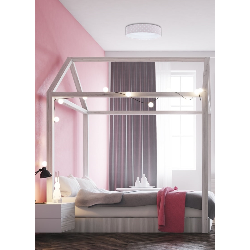 LED Dimbart barnrumstaklampa SMART GALAXY KIDS LED/24W/230V 3000-6500K stjärnmönster rosa/vit + fjärrkontroll