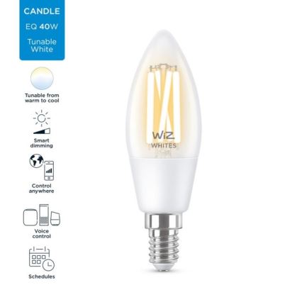 LED Dimbar glödlampa FILAMENT C35 E14/4,9W/230V 2700-6500K CRI 90 Wi-Fi - WiZ