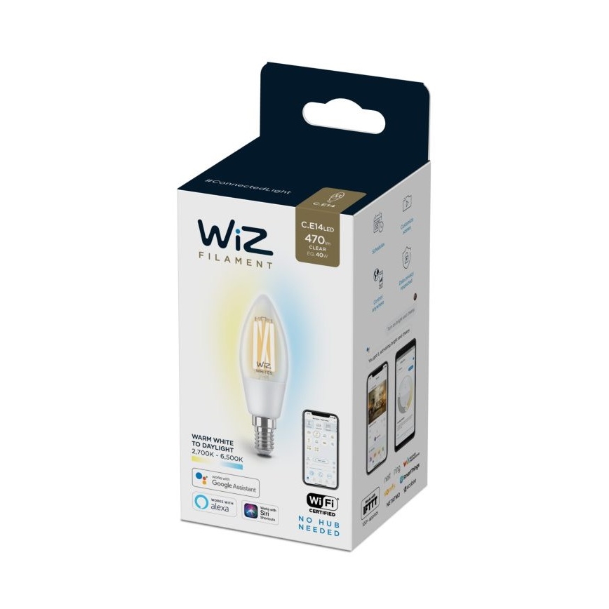 LED Dimbar glödlampa FILAMENT C35 E14/4,9W/230V 2700-6500K CRI 90 Wi-Fi - WiZ