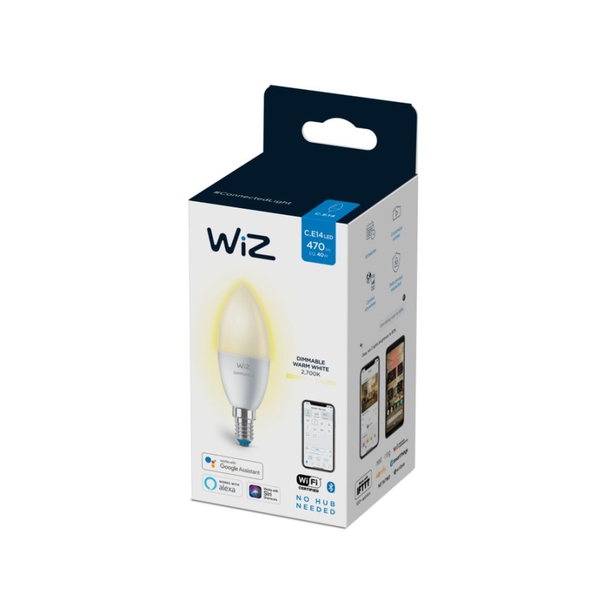 LED Dimbar glödlampa C37 E14/4,9W/230V 2700K CRI 90 Wi-Fi - WiZ