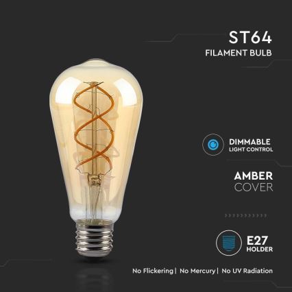 LED Dimbara glödlampa FILAMENT ST64 E27/4,8W/230V 1800K