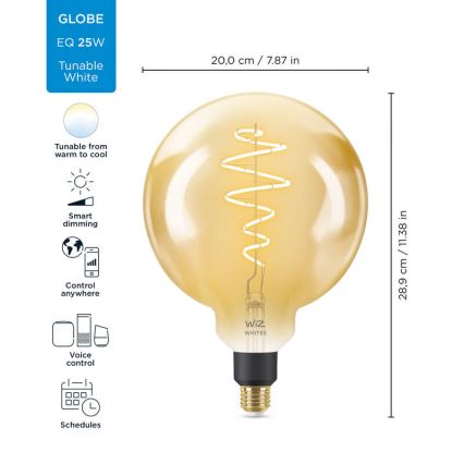 LED Dimbar glödlampa VINTAGE FILAMENT G200 E27/6W/230V 2000-5000K CRI 90 Wi-Fi - WiZ