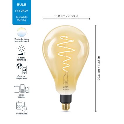 LED Dimbar glödlampa VINTAGE FILAMENT PS160 E27/6,5W/230V 2000-5000K CRI 90 Wi-Fi -WiZ
