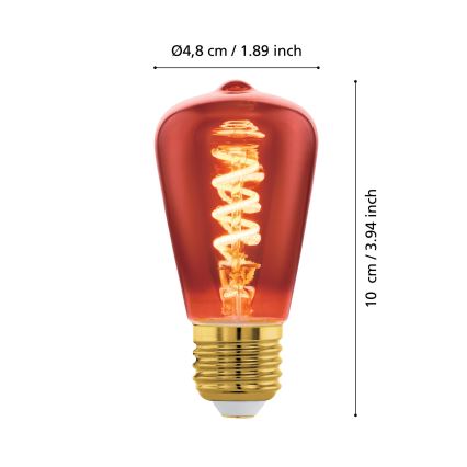 LED-dimbar glödlampa VINTAGE ST48 E27/4W/230V 2000K röd - Eglo 110199