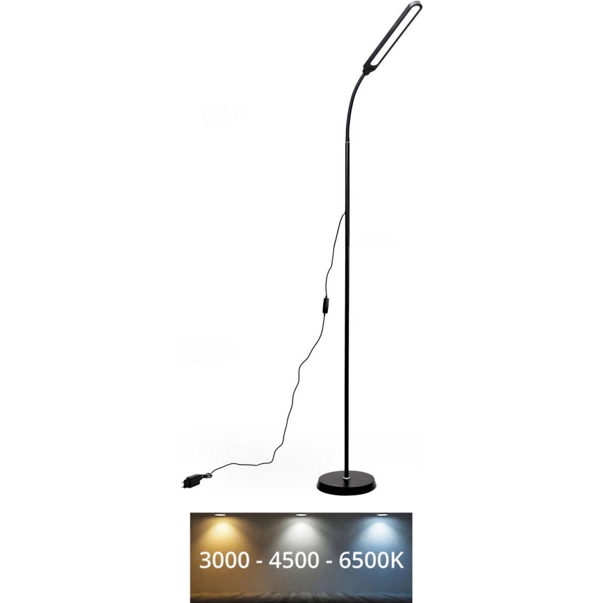 LED Dimbar golvlampa SIGNUS LED/10W/230V 3000/4500/6500K svart