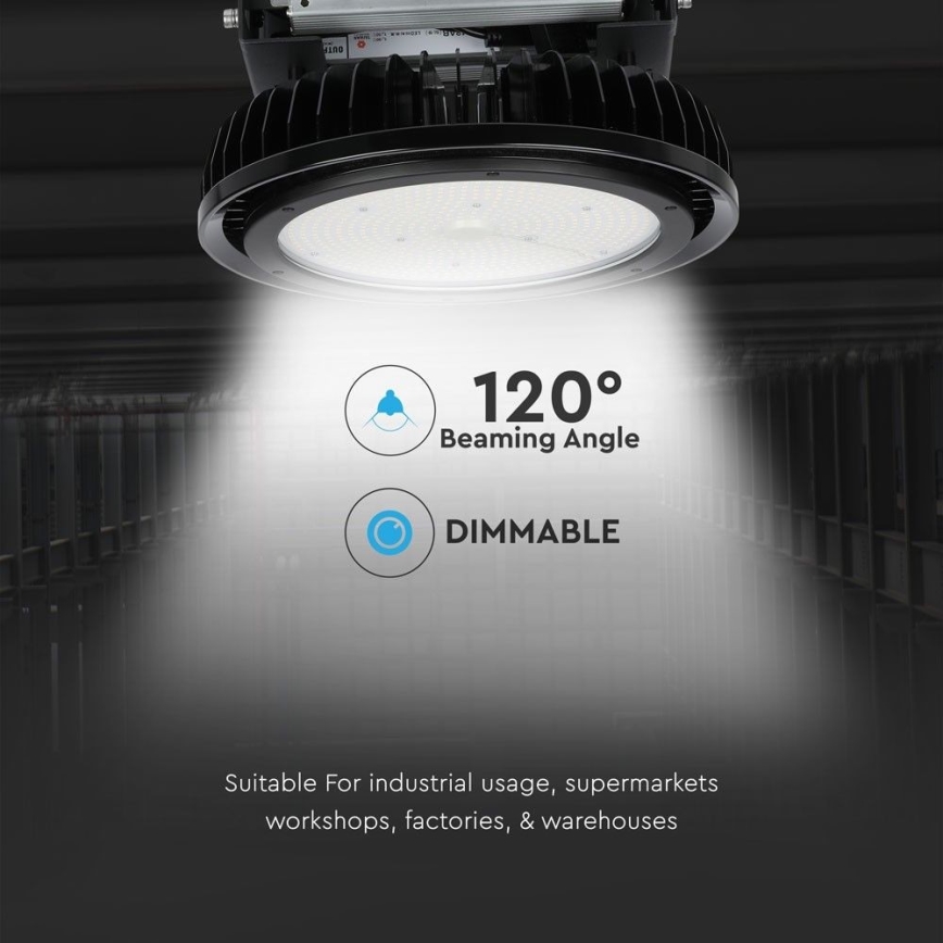 LED Dimbart industribelysning High Bay LED/500W/230V 4000K IP65 svart