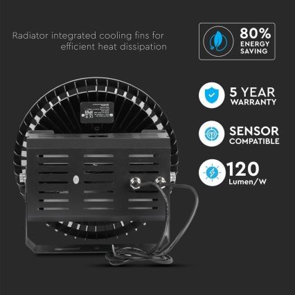 LED Dimbart industribelysning High Bay LED/500W/230V 4000K IP65 svart
