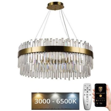 LED Dimbar kristallkrona på kabel LED/110W/230V 3000-6500K guld + fjärrkontroll