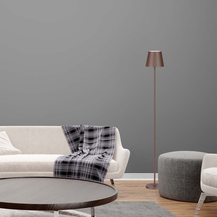 LED Dimbara uppladdningsbara golvlampa 3-i-1 LED/4W/5V 4400 mAh 3000K IP54 brun