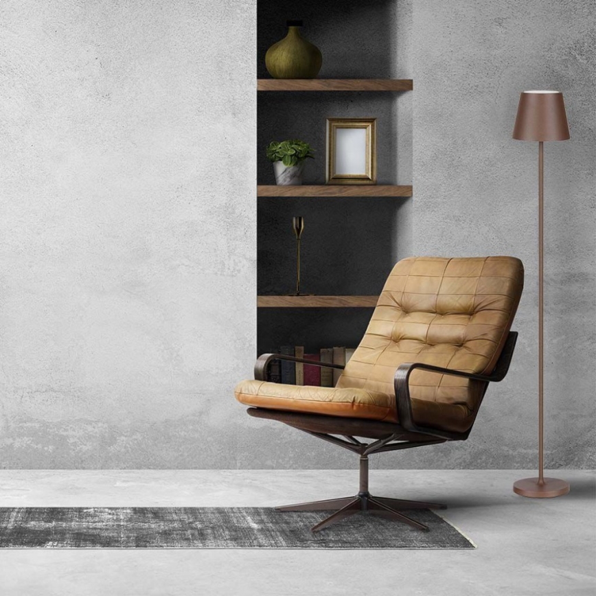 LED Dimbara uppladdningsbara golvlampa 3-i-1 LED/4W/5V 4400 mAh 3000K IP54 brun