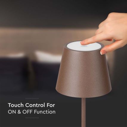 LED Dimbara uppladdningsbara golvlampa 3-i-1 LED/4W/5V 4400 mAh 3000K IP54 brun