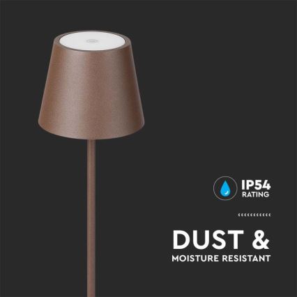 LED Dimbara uppladdningsbara golvlampa 3-i-1 LED/4W/5V 4400 mAh 3000K IP54 brun