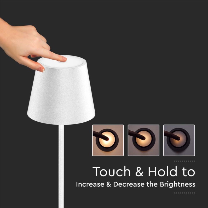 LED Dimbart uppladdningsbar golvlampa 3-i-1 LED/4W/5V 4400 mAh 3000K IP54 vit