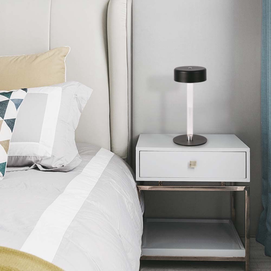 LED Dimbart uppladdningsbart bordslampa med touch LED/3W/5V 3000-6000K 2400 mAh svart