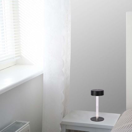 LED Dimbart uppladdningsbart bordslampa med touch LED/3W/5V 3000-6000K 2400 mAh svart