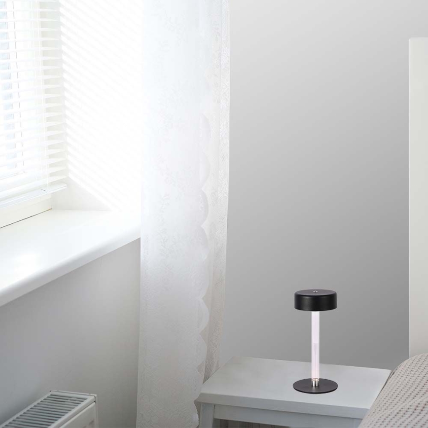 LED Dimbart uppladdningsbart bordslampa med touch LED/3W/5V 3000-6000K 2400 mAh svart