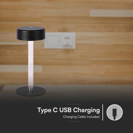 LED Dimbart uppladdningsbart bordslampa med touch LED/3W/5V 3000-6000K 2400 mAh svart