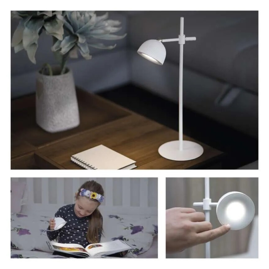 LED Dimbart uppladdningsbart skrivbordslampa magnetisk 4-i-1 LED/4,2W/3,7V 4000K 1200mAh vit