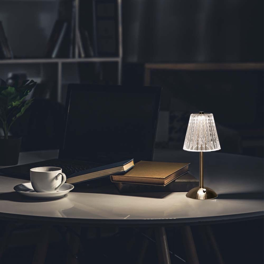 LED Dimbart uppladdningsbart touchbordslampa LED/2,4W/5V 3000-6000K 1800 mAh blank krom