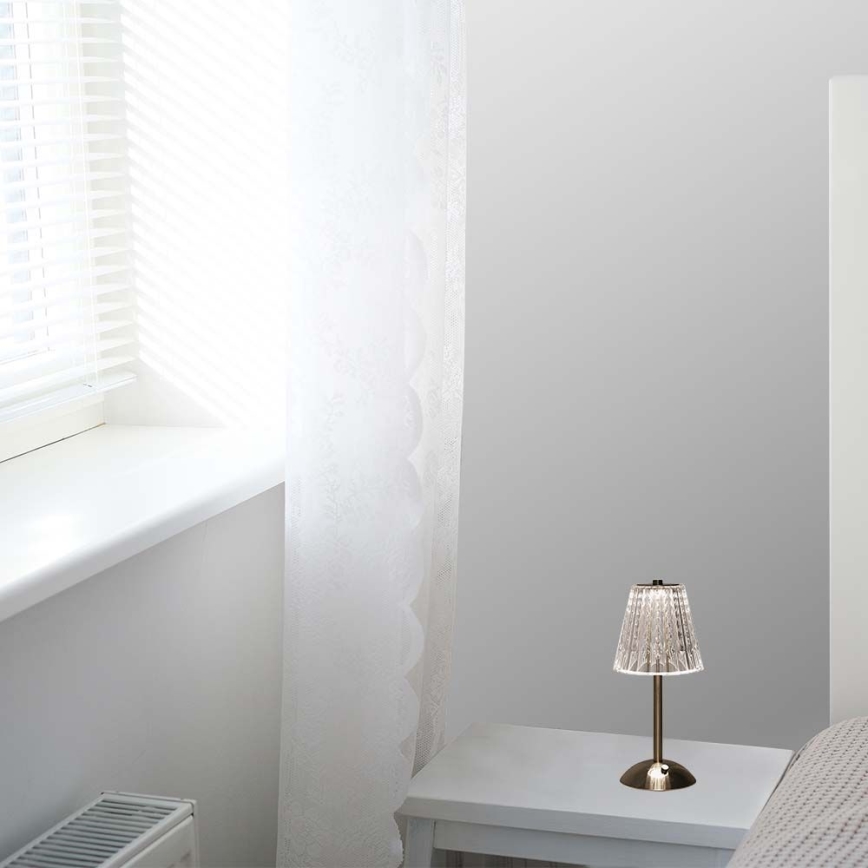 LED Dimbart uppladdningsbart touchbordslampa LED/2,4W/5V 3000-6000K 1800 mAh blank krom