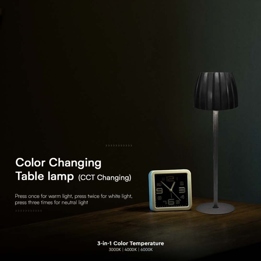 LED Dimbart uppladdningsbart touchbordslampa LED/2,7W/5V 3000/4000/6000K 1800 mAh svart