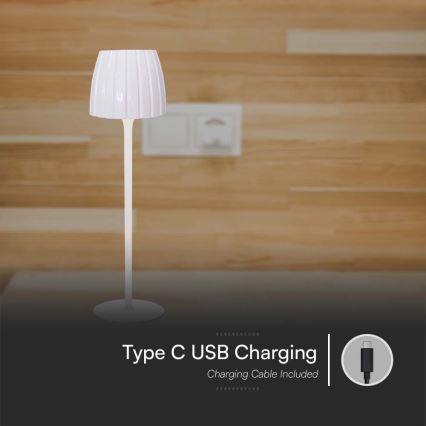 LED Dimbart uppladdningsbar touchbordslampa LED/2,7W/5V 3000/4000/6000K 1800 mAh vit