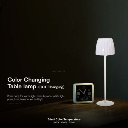 LED Dimbart uppladdningsbar touchbordslampa LED/2,7W/5V 3000/4000/6000K 1800 mAh vit