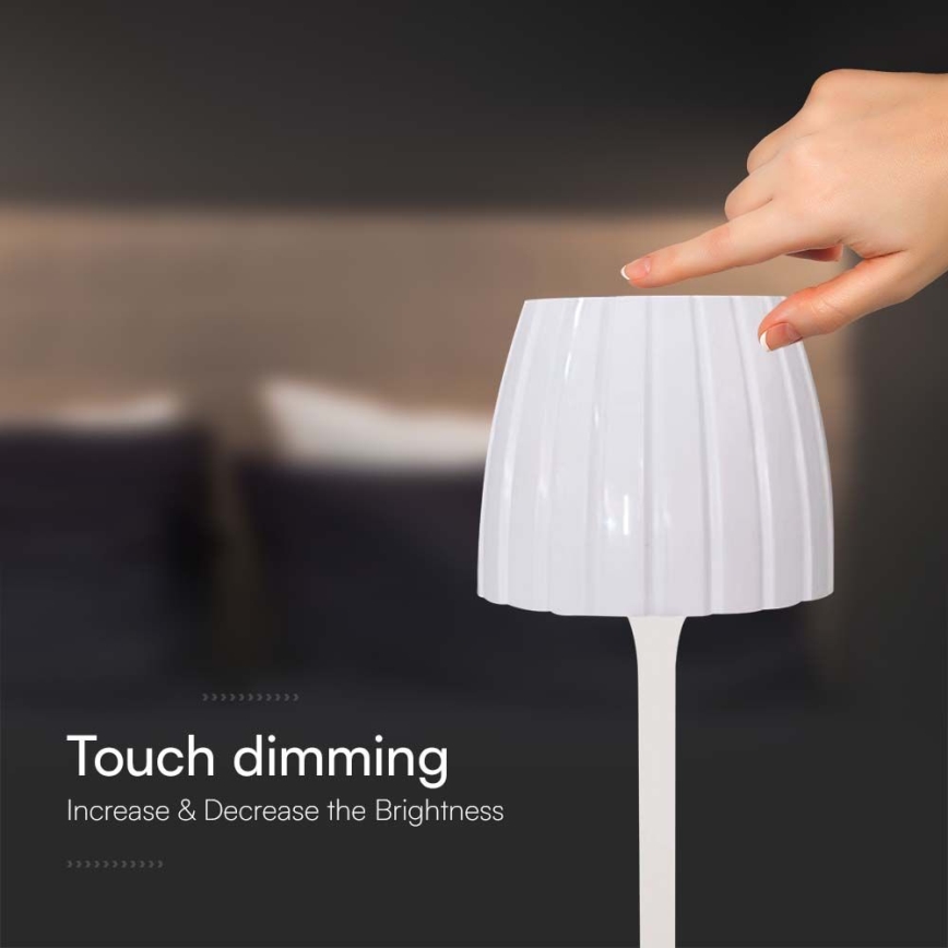 LED Dimbart uppladdningsbar touchbordslampa LED/2,7W/5V 3000/4000/6000K 1800 mAh vit