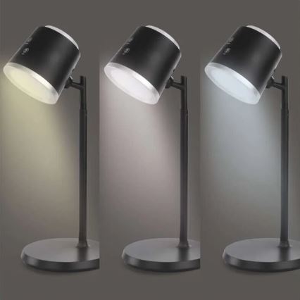 LED Dimbart uppladdningsbart skrivbordslampa 4-i-1 LED/6W/3,7V 3000K/4000K/6500K 1500mAh svart