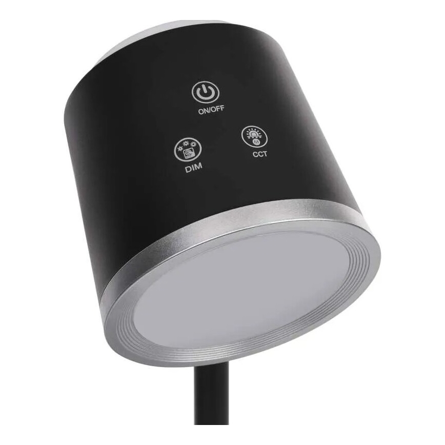 LED Dimbart uppladdningsbart skrivbordslampa 4-i-1 LED/6W/3,7V 3000K/4000K/6500K 1500mAh svart