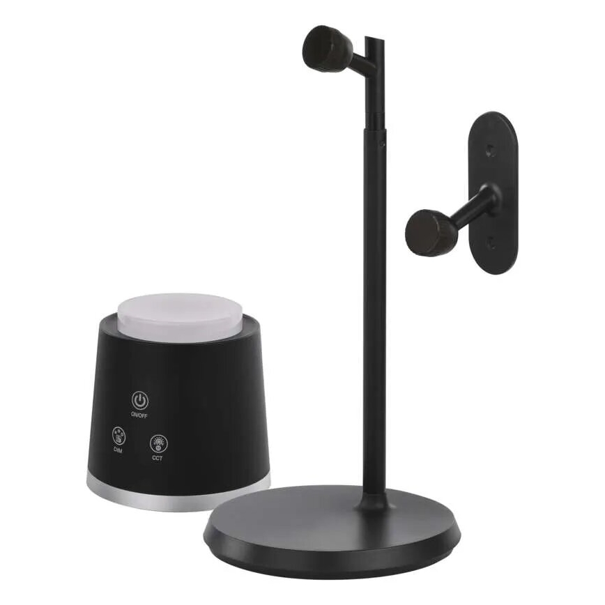 LED Dimbart uppladdningsbart skrivbordslampa 4-i-1 LED/6W/3,7V 3000K/4000K/6500K 1500mAh svart