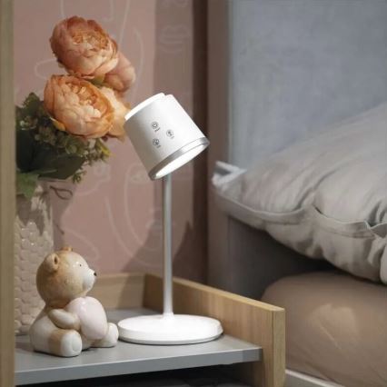 LED Dimbart uppladdningsbart skrivbordslampa 4-i-1 LED/6W/3,7V 3000K/4000K/6500K 1500mAh vit