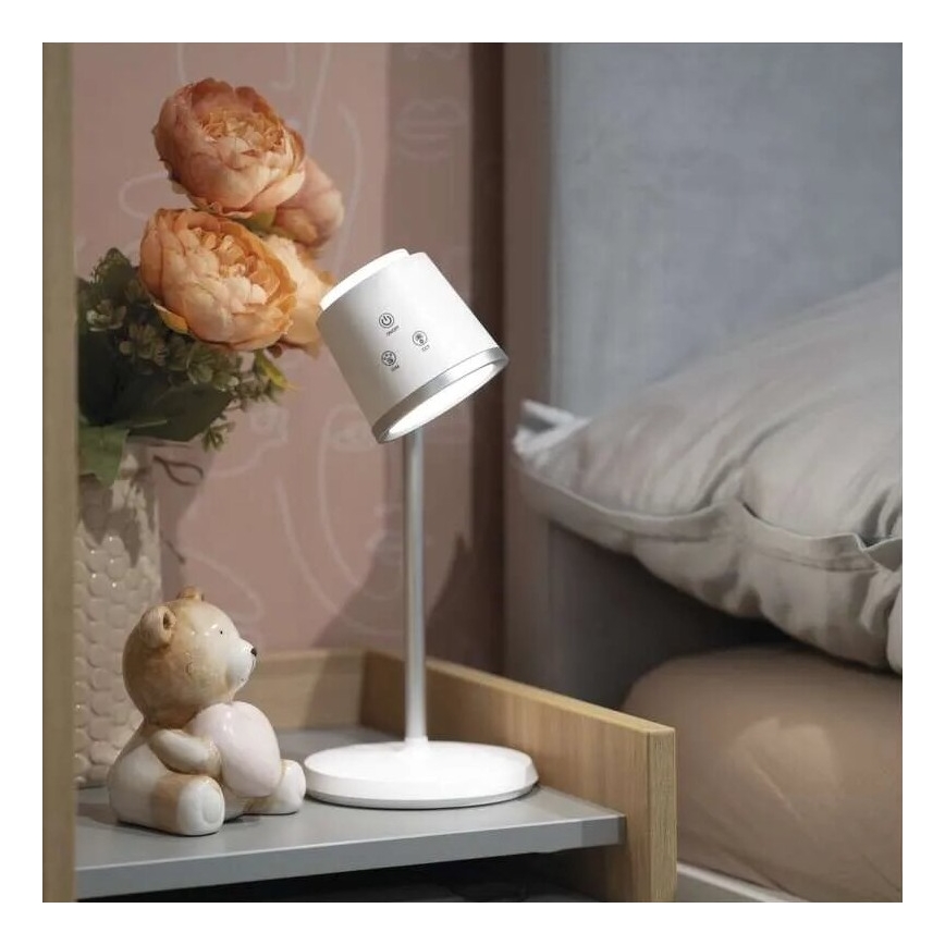 LED Dimbart uppladdningsbart skrivbordslampa 4-i-1 LED/6W/3,7V 3000K/4000K/6500K 1500mAh vit