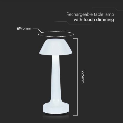 LED Dimbart uppladdningsbart touchbordslampa LED/1W/5V 3000-6000K 1800 mAh vit