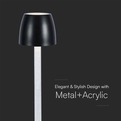 LED Dimbart uppladdningsbart touchbordslampa LED/3W/5V 3000K 1800 mAh svart