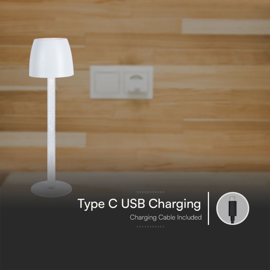 LED Dimbart uppladdningsbart touchbordslampa LED/3W/5V 3000K 1800 mAh svart