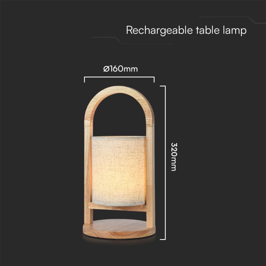 LED Dimbart uppladdningsbar touchbordslampa LED/1,5W/5V 3000K 1800 mAh beige