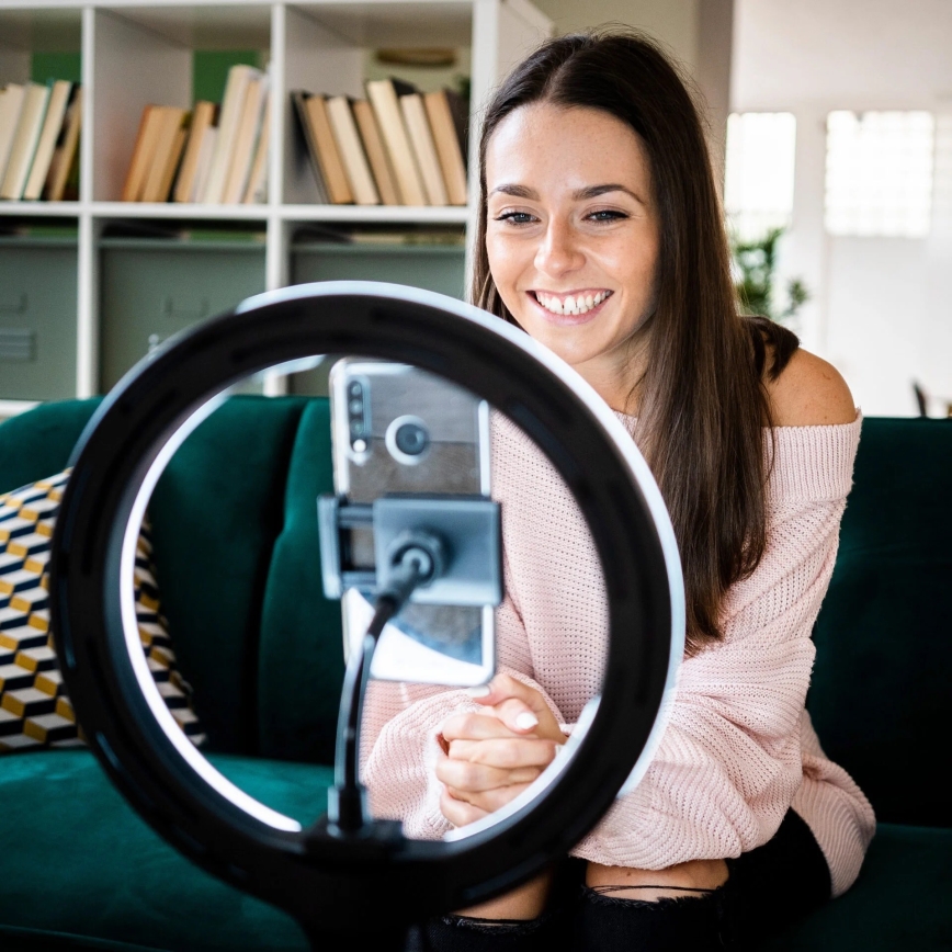 LED Dimbart ljus med stativ och hållare för vloggning LED/10W/5V 2700-6500K