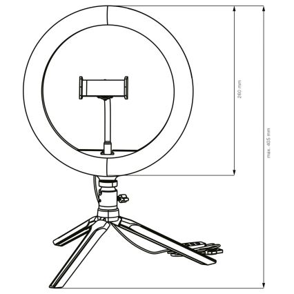 LED Dimbart ljus med stativ och hållare för vloggning LED/10W/5V 2700-6500K