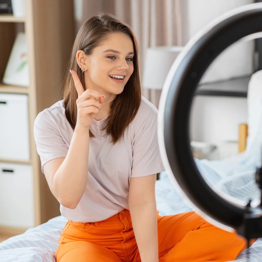 LED Dimbar lampa med stativ och hållare för vloggning LED/15W/5V 2700-6500K