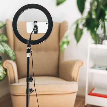 LED Dimbar lampa med stativ och hållare för vloggning LED/15W/5V 2700-6500K